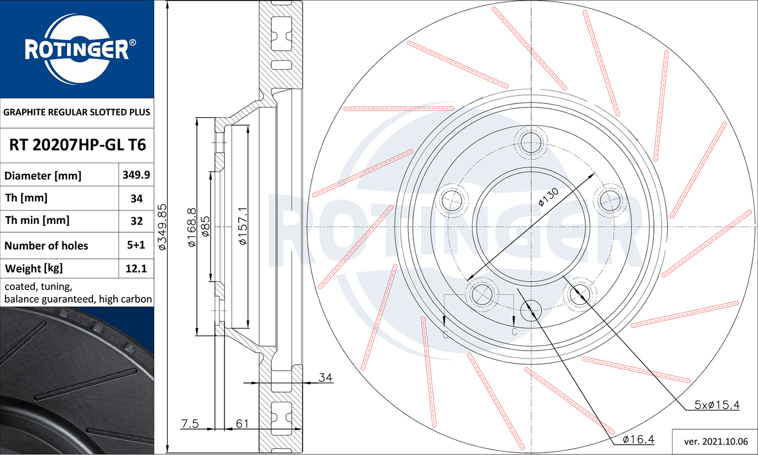 ROTINGER Féktárcsa, mind RT20207HP-GLT6_ROT